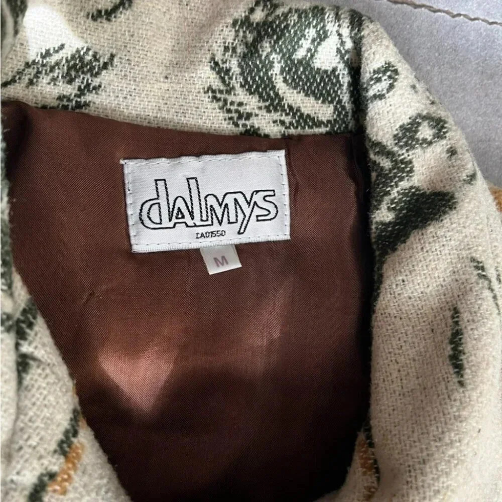 SOLD[M]Vintage Dalmys Wool Blend Western Rodeo Pattern Men Insulated Pea Coat - Picture 2 of 12